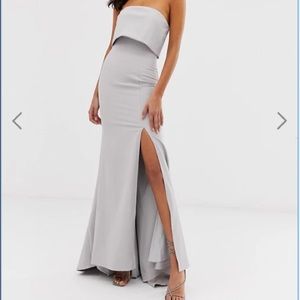Jarlo Bandeau Overlay Maxi dress in Light Gray